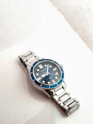 Relógio Curren Masculino Vintage Azul Prata