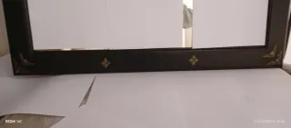 Espejo Marco Madera Negro y Dorado,restaurado