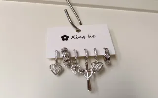 Set Orecchini Cuore e Croce Acciaio Argento