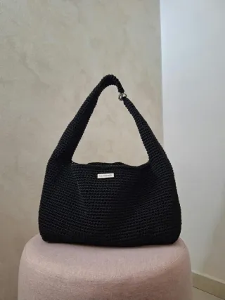 Borsa uncinetto nera
