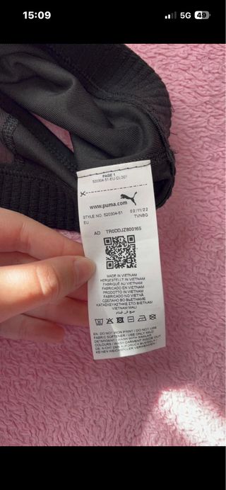 Sujetador deportivo Puma negro