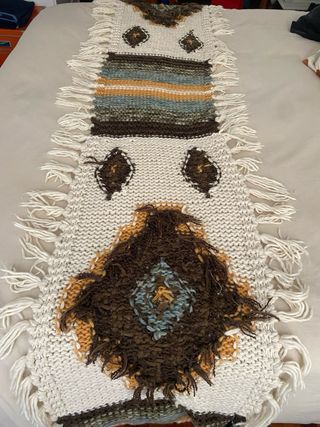 Bufanda Zara Tejida Geométrica Flecos