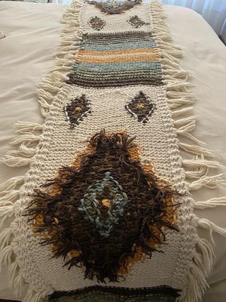 Bufanda Zara Tejida Geométrica Flecos