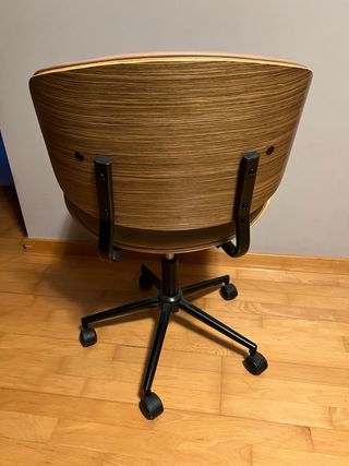 Silla Escritorio Madera y Polipiel Beige