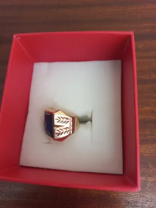 Anillo Sello Oro 9k Piedra Azul