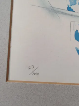 Litografía coloreada a mano Mujer