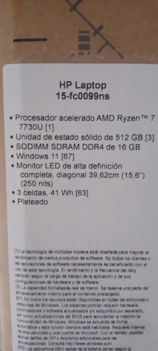 Portátil HP Ryzen 7 7740U Plata
