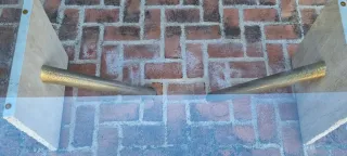 Mesa de jardín cristal y piedra