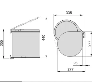 EMUCA - Cubo basura puerta de armario, contenedor