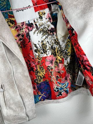 Giacca Biker Desigual Donna Beige/Grigio XXL