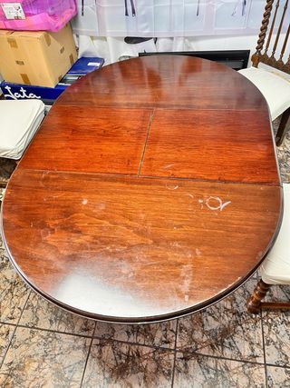 Mesa extensible madera y 6 sillas