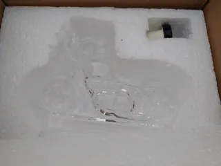 Botella de cristal con forma de moto