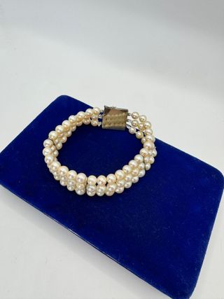 Bracciale perle acquamarina Art Déco oro bianco