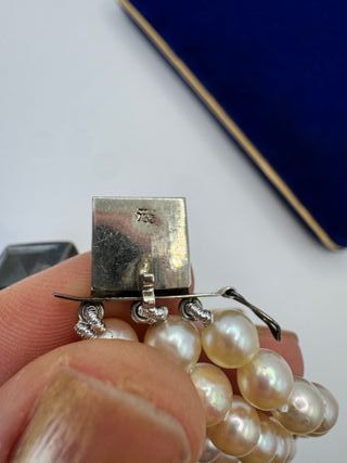 Bracciale perle acquamarina Art Déco oro bianco