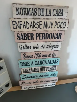 Cartel Decorativo Normas de la Casa Madera