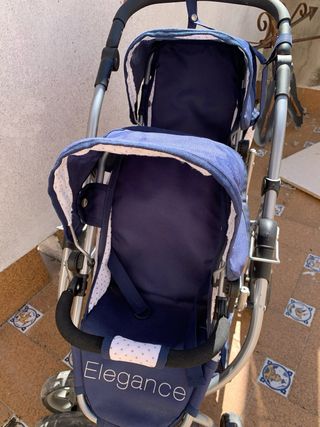 Carrito Gemelar Plegable Elegance Azul