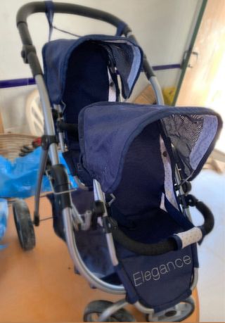 Carrito Gemelar Plegable Elegance Azul