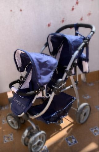 Carrito Gemelar Plegable Elegance Azul