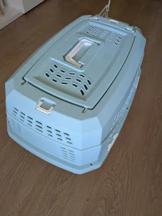 Transportín para mascotas azul y blanco