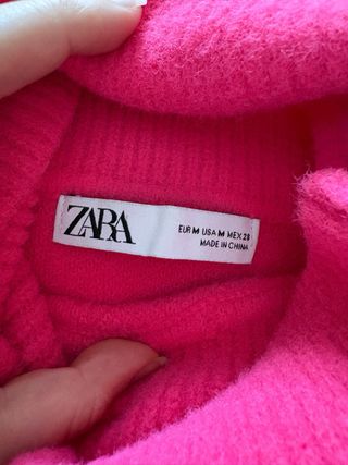 Jersey Zara Crop Cuello Alto Fucsia