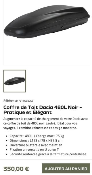 Cofre de techo Dacia 480L