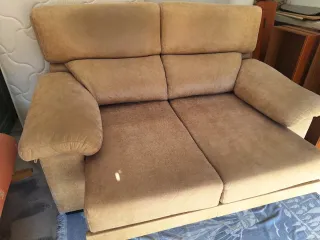Sofá de 2 plazas beige/marrón