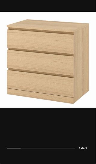 Cómoda de 3 cajones de madera IKEA