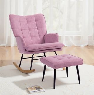Sillón Mecedora Rosa con Reposapiés