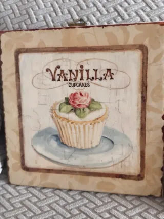 2 Cuadros Cerámica Cupcakes Vanilla & Cherry