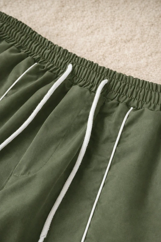 Set streetwear verde militare – zip + shorts - M