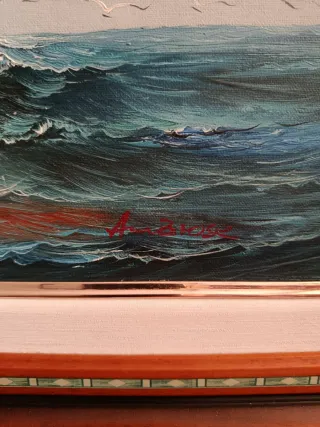 Óleo Grande 80x70 Barco Vela