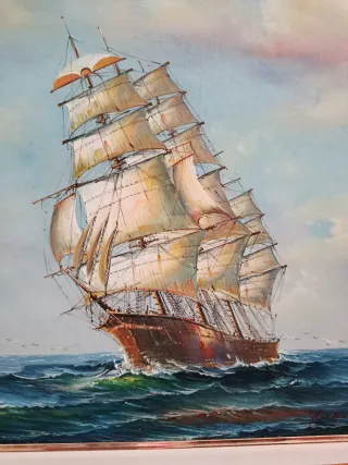 Óleo Grande 80x70 Barco Vela