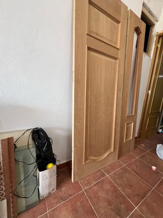 Conjunto puertas madera entrada salón