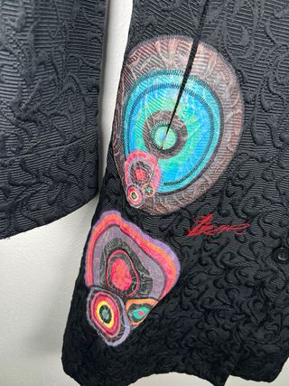 Desigual Nero Elegante Trench Cappotto Donna Tg M