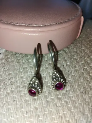 Pendientes plata con piedra rosa