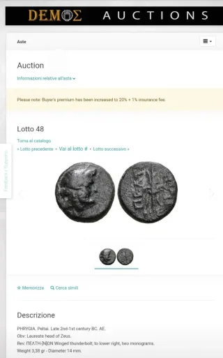 Moneta Greca Antica Phrygia-(Lecita Provenienza)