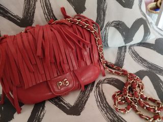 Bolso Purificación García Piel Flecos Cadena Dorad