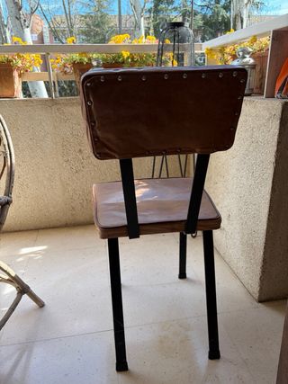 Silla Vintage Industrial Cuero y Metal