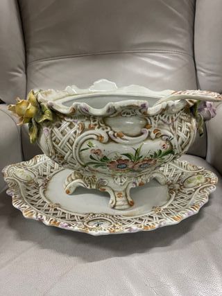 Sopera Antigua Porcelana Flores