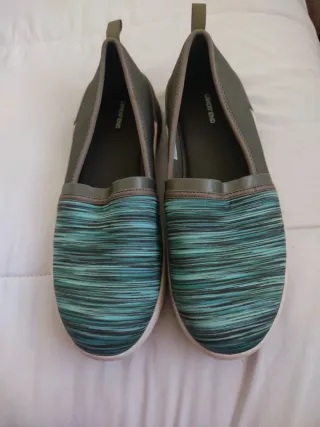 Zapatos slip-on Lands End mujer verde/turquesa