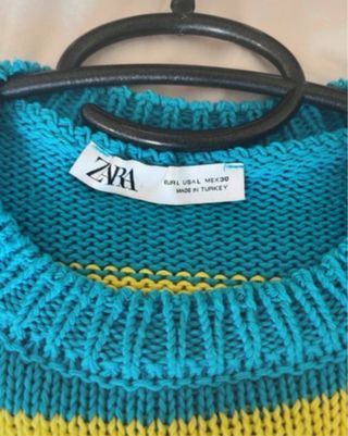 Jersey Zara Rayas Azul y Amarillo Talla M