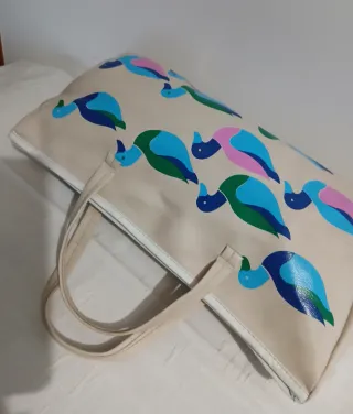 Borsa vintage con stampa anatre