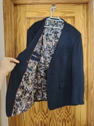 Blazer hombre azul con forro estampado