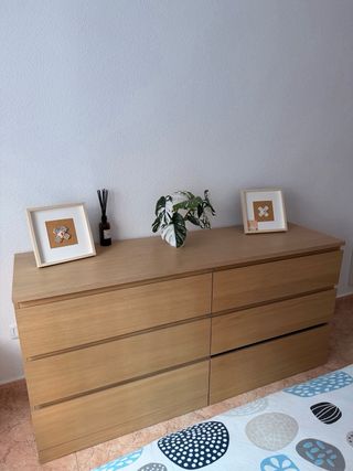 Cómoda Malm Ikea 6 cajones roble