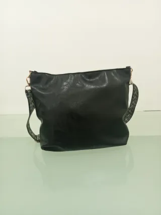 Borsa donna nera con tracolla multicolor