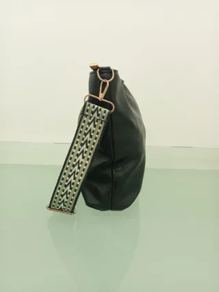 Borsa donna nera con tracolla multicolor