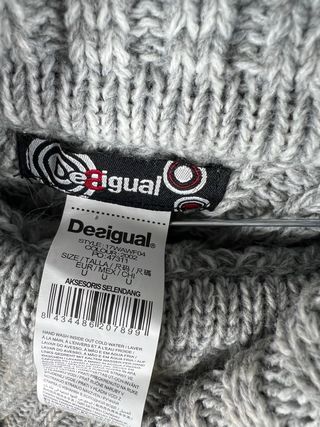 Poncho Desigual Lana Grigio Taglia Unica