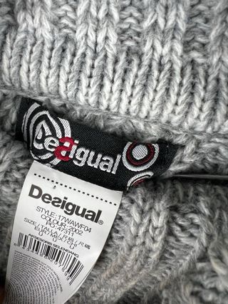 Poncho Desigual Lana Grigio Taglia Unica