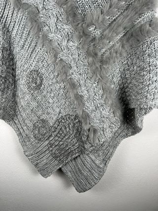 Poncho Desigual Lana Grigio Taglia Unica
