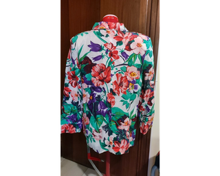Blazer vintage giacca lino floreale, Taglia IT46